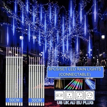 30cm Waterproof Meteor Shower Rain 8 Tube LED String Lights For Outdoor Holiday Christmas Decoration Tree EU/US Plug