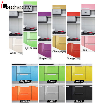 Multi-Color Glossy Self Adhesive Wallpaper Kitchen Cabinet Wardrobe Door Vinyl Contact Paper Waterproof Furniture Decor Stickers