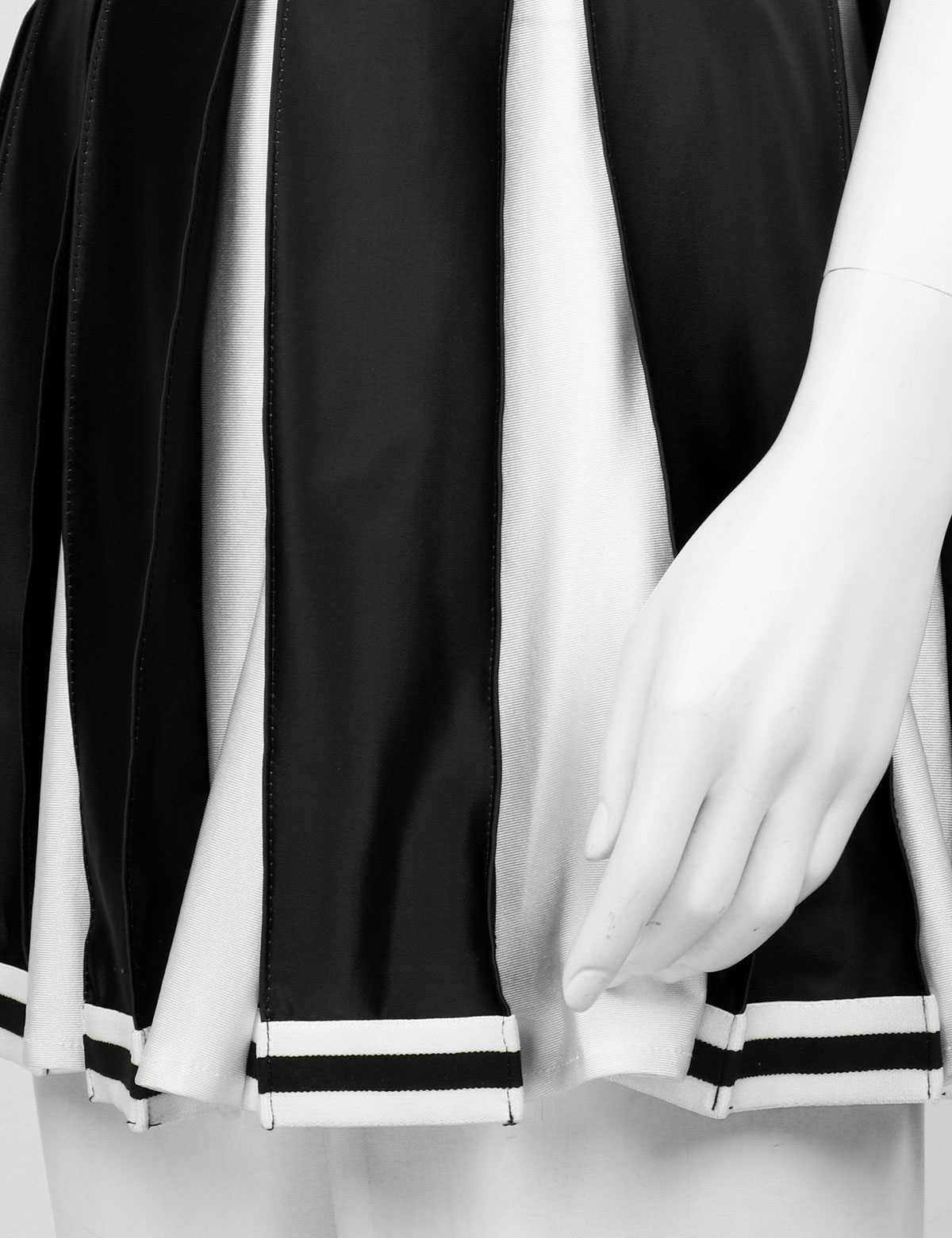 Women Adults Japanese Cheerleader Gleeing Schoolgirl Costume Uniform Elastic Striped Back Cross Crop Top with Pleated Skirt