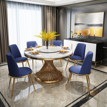 Postmodern light luxury round dining table simple creative stainless steel dining table