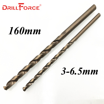 Drillforce Tools 10PCS 3.0mm-6.5mmx160mm OAL HSSCO 5% Cobalt M35 Long Twist Drill Bits For Stainless Steel Alloy Steel&Cast Iron