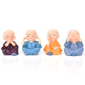 4Pcs/Set Car Interior Accessories Doll Creative Maitreya Resin Gifts Little Monks Buddha Kung Fu Small Ornaments Lovely