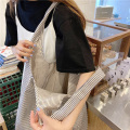 Cute Women Canvas Shopping Bag Stripes Design Ladies' Large Capacity Cloth Handbag Big Tote Eco Friendly Cotton Shoulder Bag