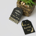 48pcs Gift Tag Golden Stamping Packaging Label Leaves Striped Paper Tags DIY Gift Label Wedding Gift Decorating Tag