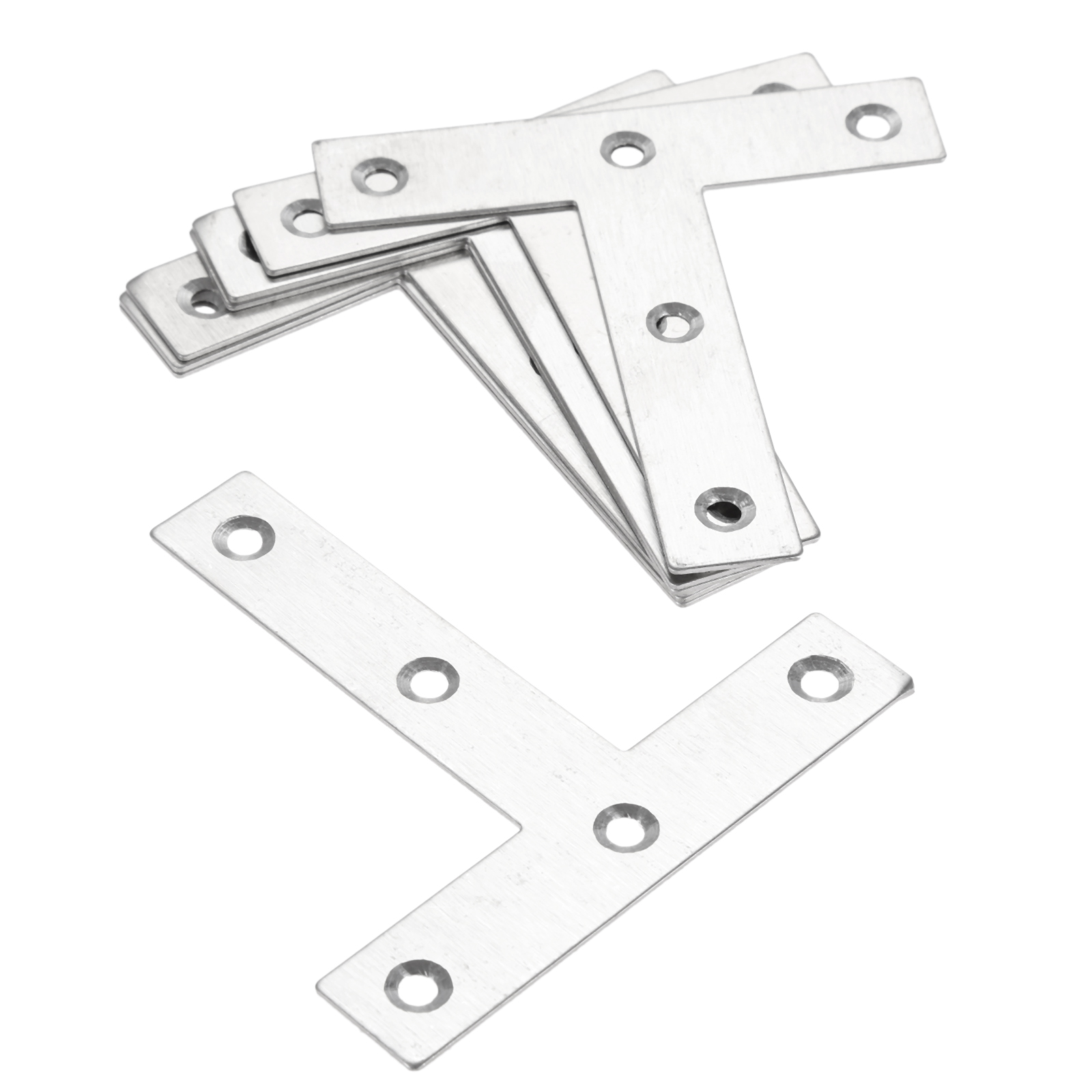 DRELD 5PCS Stainless Steel Angle Plate Corner Brace Flat T Shape Repair Bracket Brace Brackets Connector Furniture Fixing-Corner