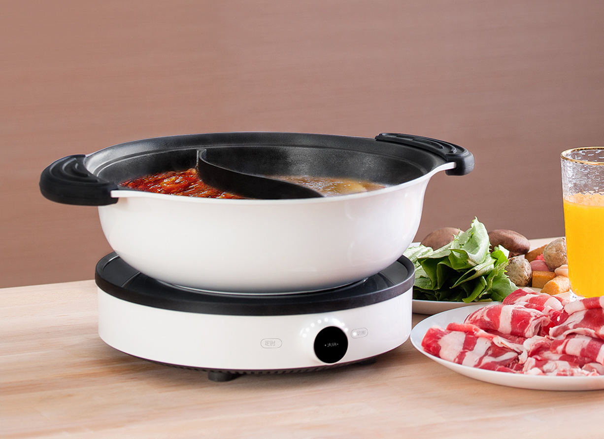 Two-flavor Hot Pot for Induction Cooker Non-stick Hot Pot Household Large Capacity Shabu String Pan 27cm 4L