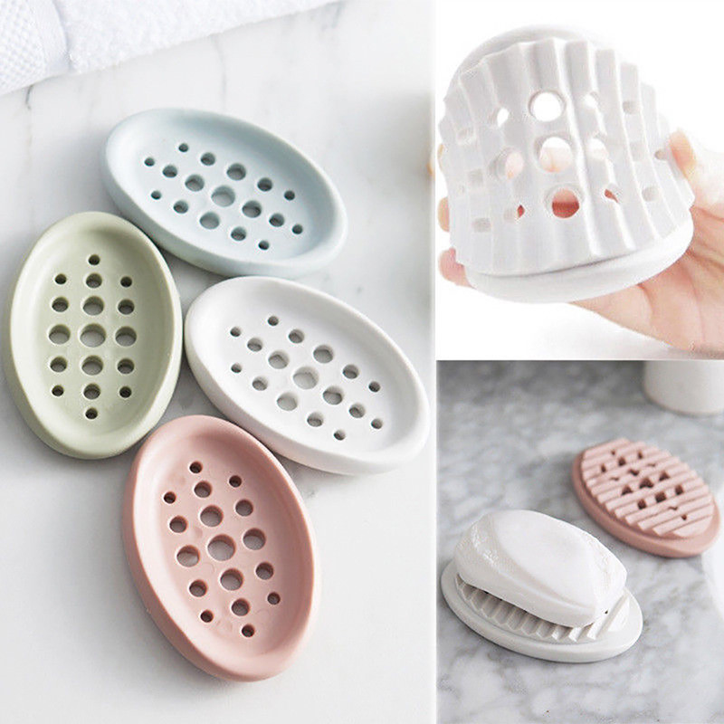 New Hot Sell Silicone Non-slip Soap Holder Dish Bathroom Shower Storage Plate Stand Hollow Dishes Openwork Soap Dishes