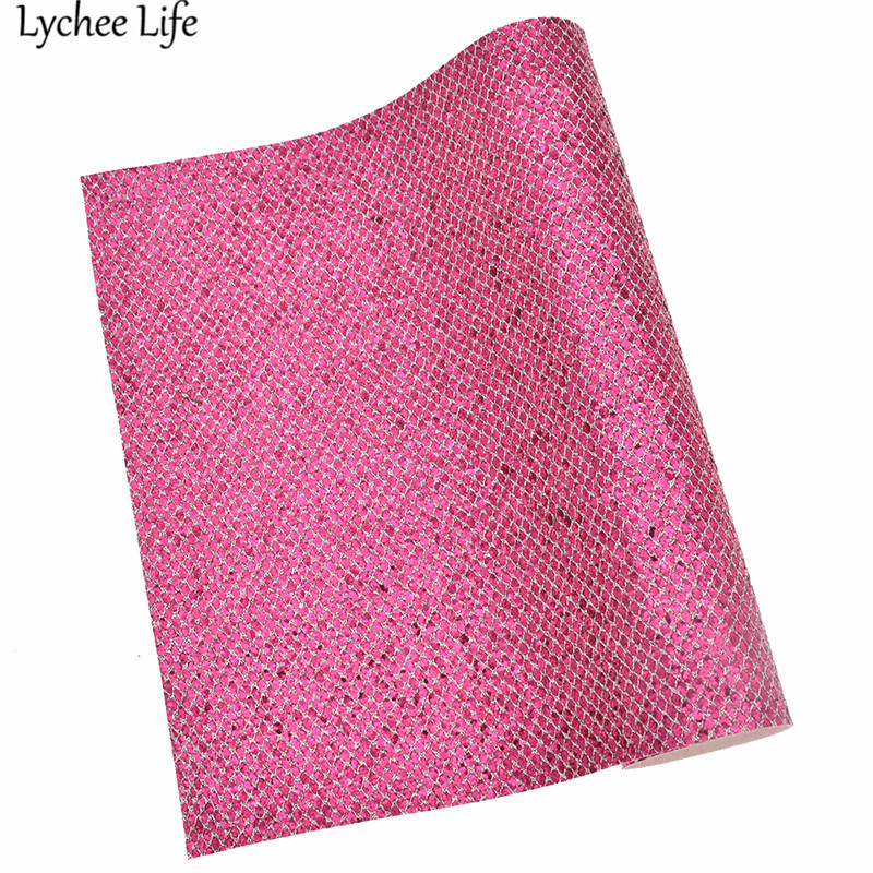 Lychee Life 29x21cm Grid Glitter Synthetic Leather Fabric A4 PU Fabric DIY Handmade Sewing Clothes Supplies Decorations