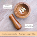 Manual Acacia Wooden Mortar Pestle Grinding Bowl Set Garlic Press Ginger Crush Pot Spice Grinder Mortar Pestle Set Kitchen Tool