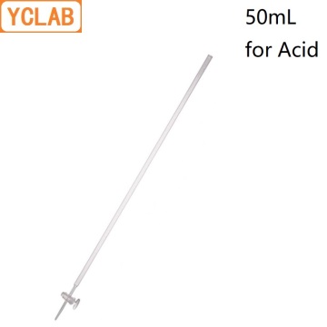 YCLAB 50mL Burette with Stopcock for Acid Class A Transparent Glass Laboratory Chemistry Equipment