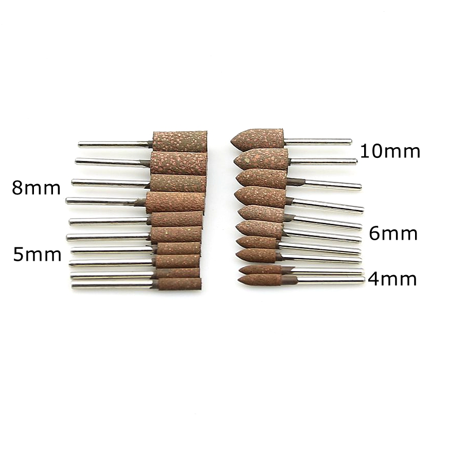 10 pieces 3mm Shaft Mounted Rubber with Abrasive Grinding Head for Mold Fine polishing Dremel Rotary Tools