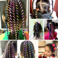 6PCS/Set Girls Cute Colorful Crystal Long Spiral Headbands Hair Bands Braid Hair Ornament Hairband Kids Fashion Hair Accessories