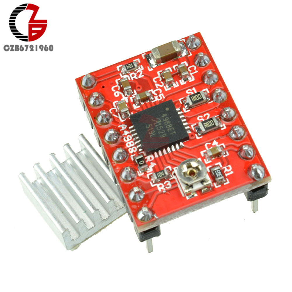 A4988 Reprap Stepper Motor Driver Board Stepper Driver Module for Arduino 3D Printer Parts Accessory with Heatsink Red