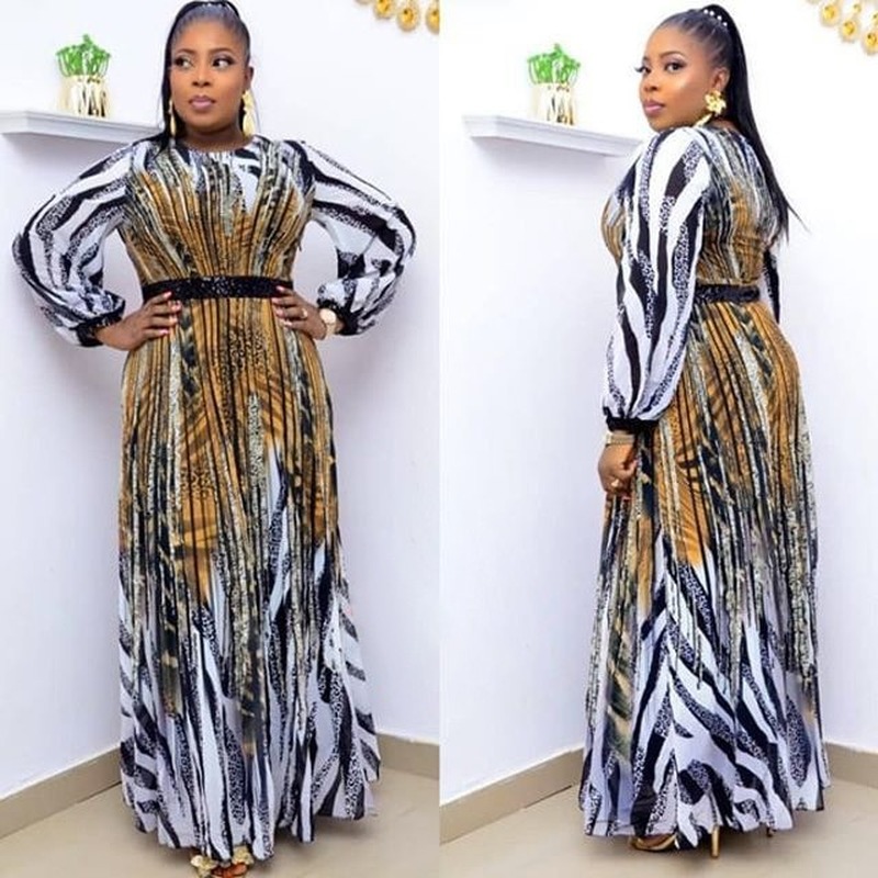 African Design Dashiki Dress Print Pleated Hijab Abaya Bandage Bazin Vintage Vestido Robe Gowns Africa Clothes