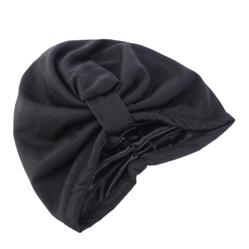 New Women's Hair Cap For Sleeping Double Layer Elastic Satin Lined Headscarf Hat Chemotherapy Haircaring Turban Headband Bonnet