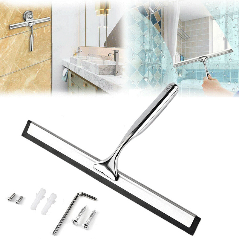 Stainless Steel Window Glass Wiper Cleaner Squeegee Shower Bathroom Mirror Brush