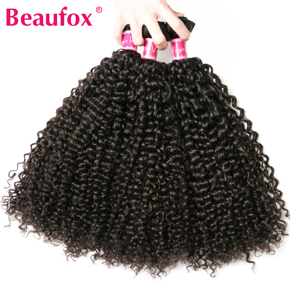 Beaufox 1/3/4 Kinky Curly Hair Bundles Brazilian Hair Weave Bundles Remy Curly Human Hair Bundles 8-30 Inches Hair Extensions