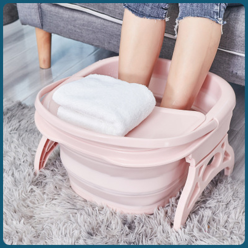 Folding Foot Wash Tub with Lid Sauna Foaming Massage Bucket Bathroom Foot Bath Basin Portable Foldable Footbath Hot Tubs