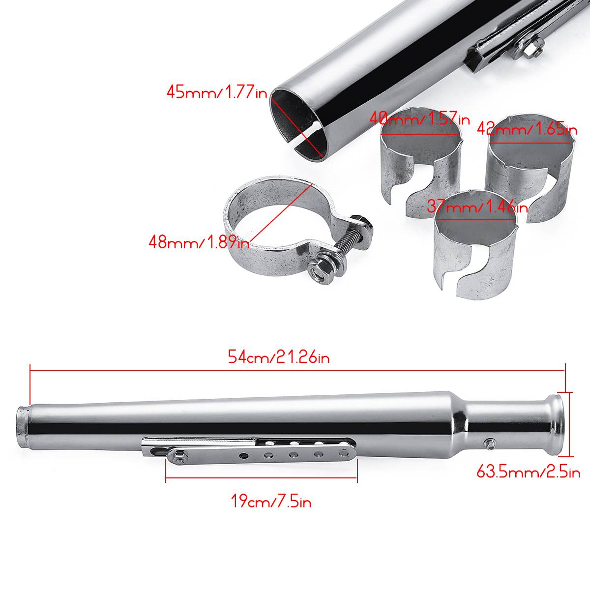 540mm Motorcycle Retro Tail Exhaust Pipe Tube Muffler Silencer For Harley Cafe Racer Bobber Chopper Custom