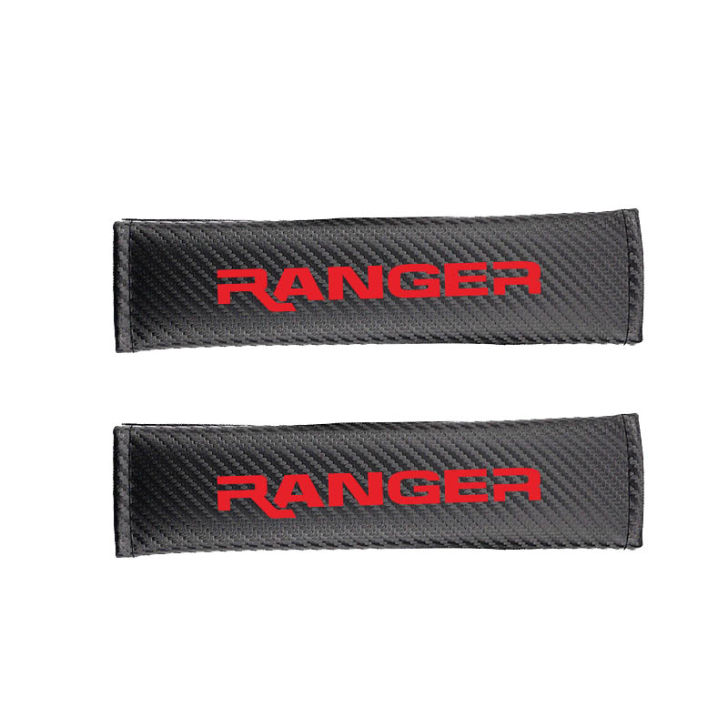Carbon Fiber Car Safety Belt Pad For Ford Ranger Soft Seatbelt Shoulder Cover Car Accessories Interior Decoration Set 2Pcs