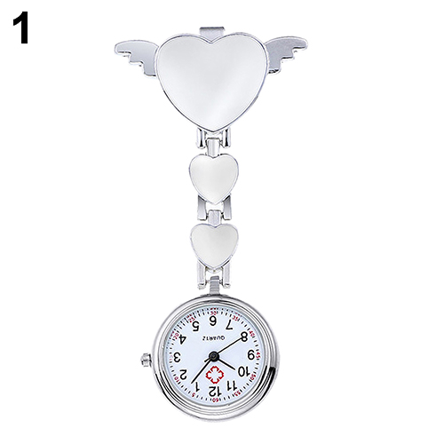 Female Portable Women Stainless Steel Lady Cute Love Heart Quartz Clip-on Fob Brooch Clock Nurse Pocket Watch New Nurse Watch