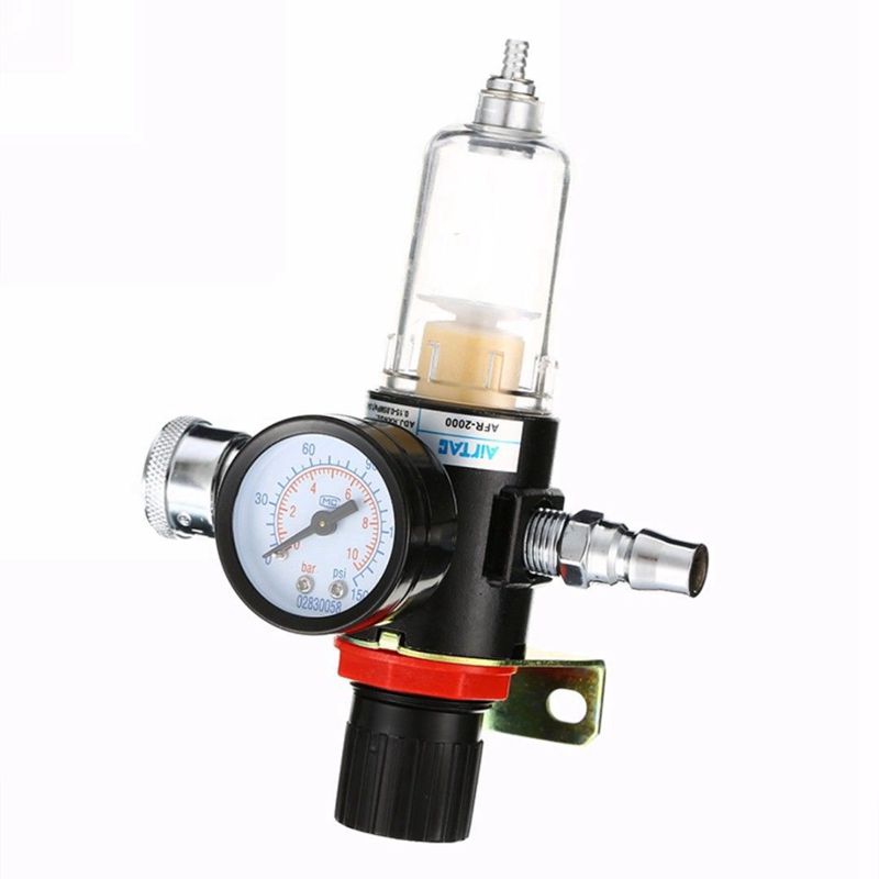 1/4 Air Compressor Filter Water Separator Trap Tools Kit With Regulator AFR-2000