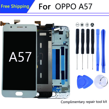 For 5.2 ″ 1280*720 OPPO A57 display in Mobile Phone LCDs A57t pantalla + Frame Digitizer Assem bly Parts AAA+screen LCD Modules