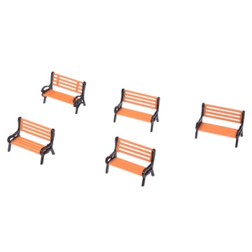 New 5pcs Plastic Model Park Bench Model Landscape 1:50 w/ Black Arm