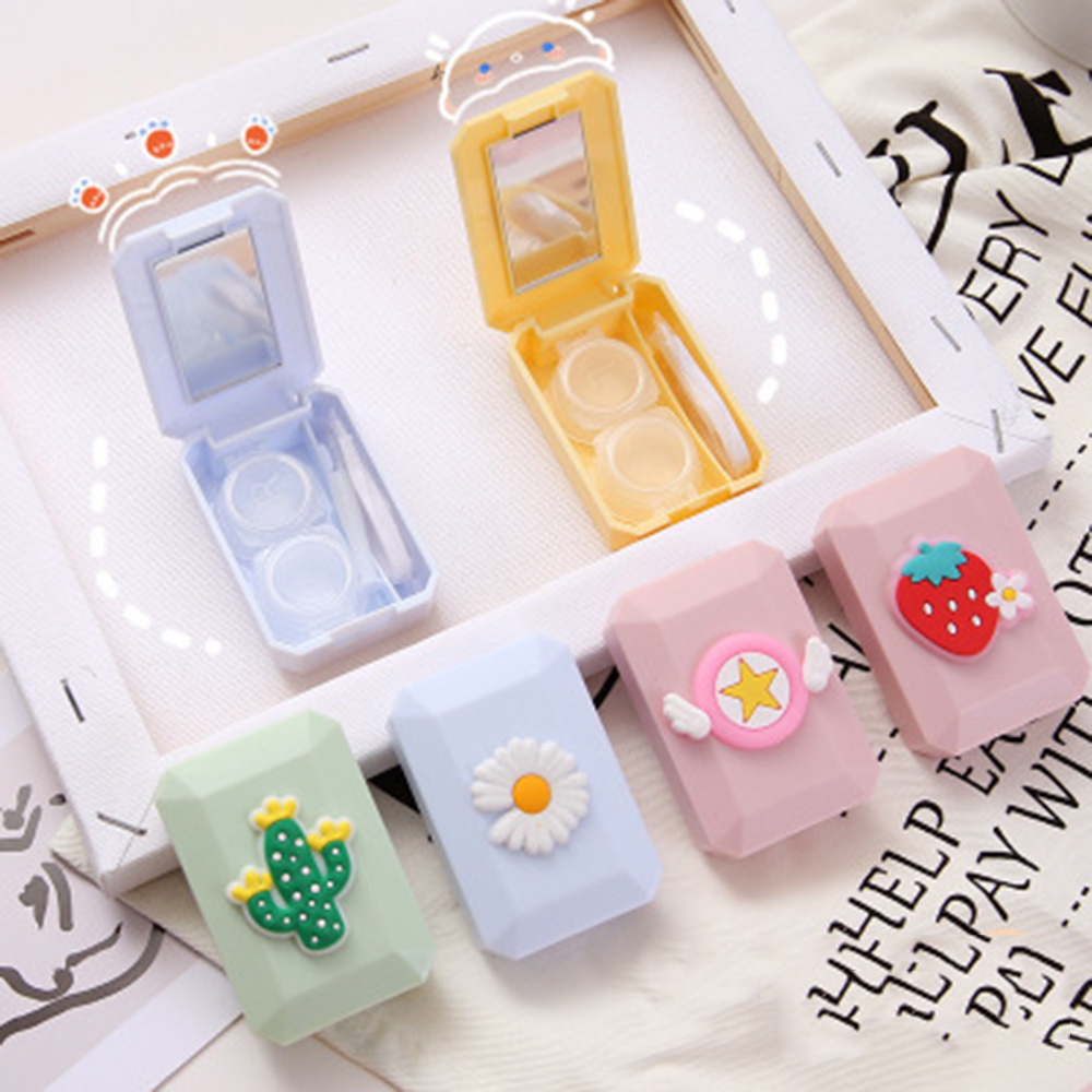 2021 Cute Glasses Cosmetic Contact Lenses Box Contact Lens Case for Eyes travel Kit Holder Container Travel Accessaries