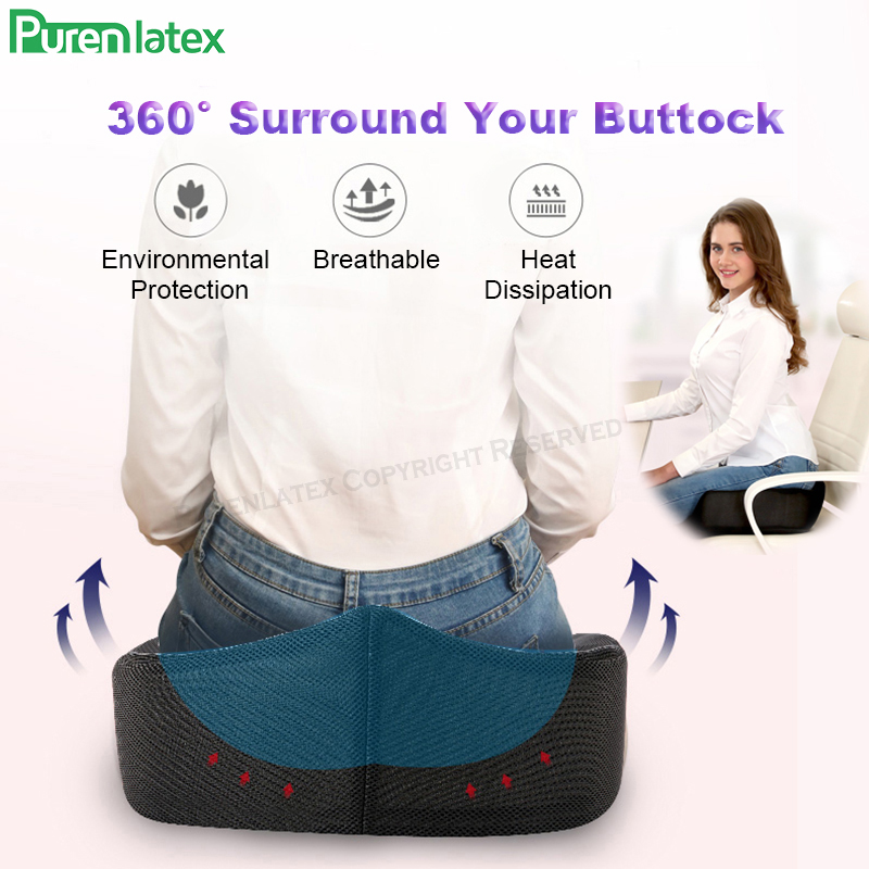 XXL Large Big Size Latex Chair Orthopedic Pillow Fat Man Office Car Seat Coccyx Cushion for Hemorrhoid Treat and Sciatica Relief
