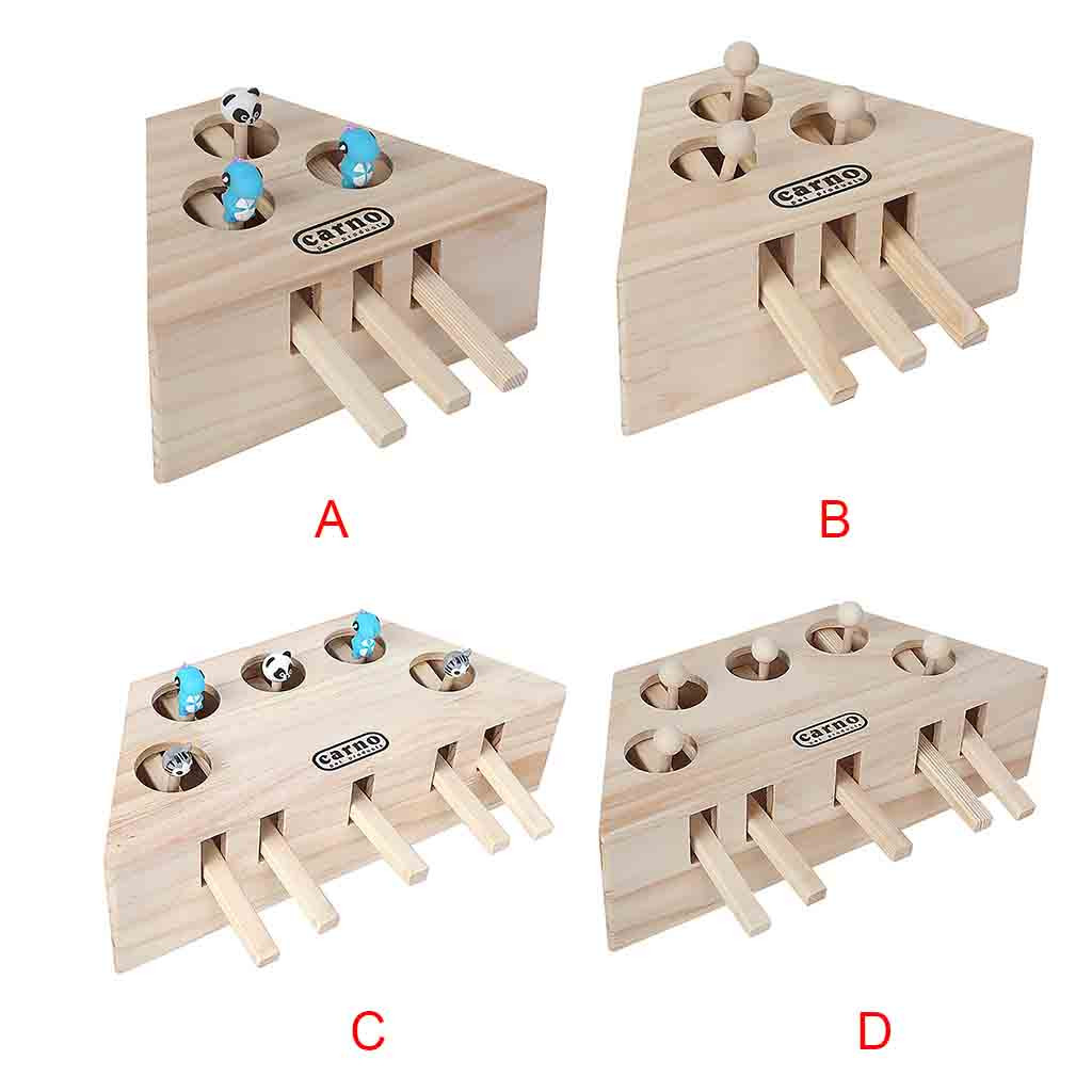 Pet Indoor Solid Wooden Cat Hunt Toy Interactive 3/5-holed Mouse Seat Scratch Products For Pet Apparel Accessories Hot Sale #R20