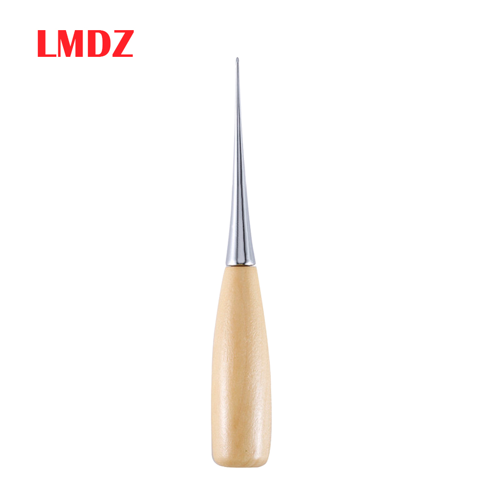 LMDZ Wooden Handle Hole Punches Leather Drillable Stitching Sewing Awl Repair DIY Gadget Tool Leather craft Accessories