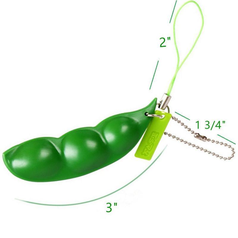 Kawaii Squishy Peas In A Pod Keyring Edamame Keychain Cute Mochi Bean Fidget Toy Squishy Toy Fidget Toys Stress Relief