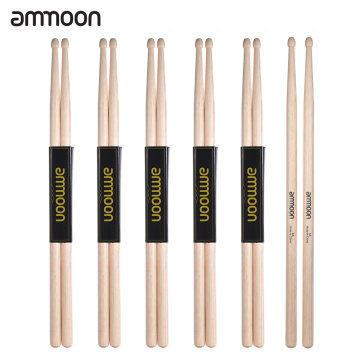ammoon Wooden Drumsticks 6 Pairs of 5A/ 7A Drumsticks Drum Sticks Set Maple Wood Percussion Instruments Accessories