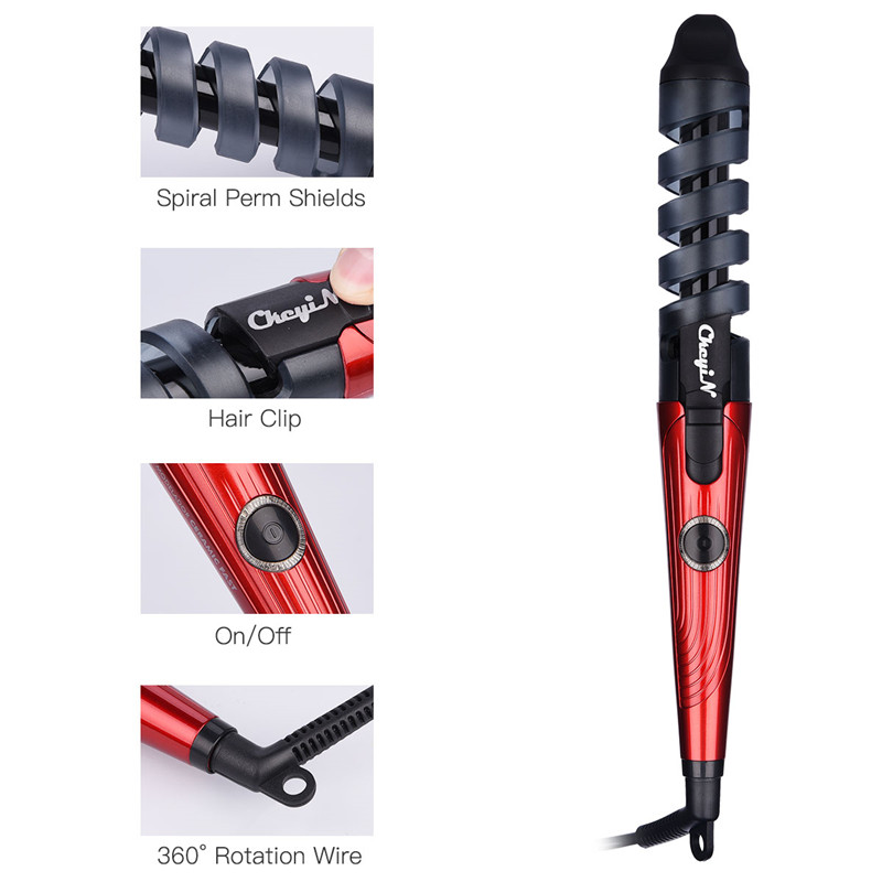 2019 Black Red Electric Magic Hair Styling Tool Rizador De Pelo Hair Curler Roller Pro Spiral Curling Iron Wand Curl Styler HS10