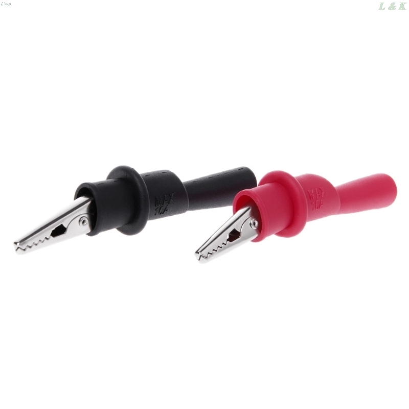 2pcs New Insulated MultiMeter Test Lead Meter Alligator Clip Crocodile Clamp Probe Red + Black For Test Tool Accessory L29K