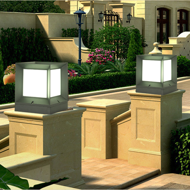 Square aluminum pillar lights, Outdoor landscape garden lights, waterproof railings around lights