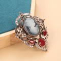 Kinel Hot Black Stone Brooch Pin for Women Relief Head Rhinestone Retro Broches Brooches Boho Ethnic Jewelry Wholesale