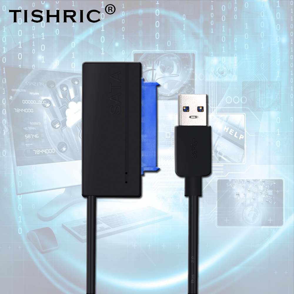 TISHRIC USB 3.0 To SATA 22Pin Hard Disk Drive Converter Adapter Cable For Laptop CD-ROM DVD Support External Optical Drive