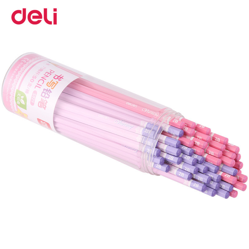 Deli 50 Pcs/Set Standard Pencil 2018 New Set Of Pencils 2B Office & School Supplies Cute Simple Design Pencils For Drawing 40DS9