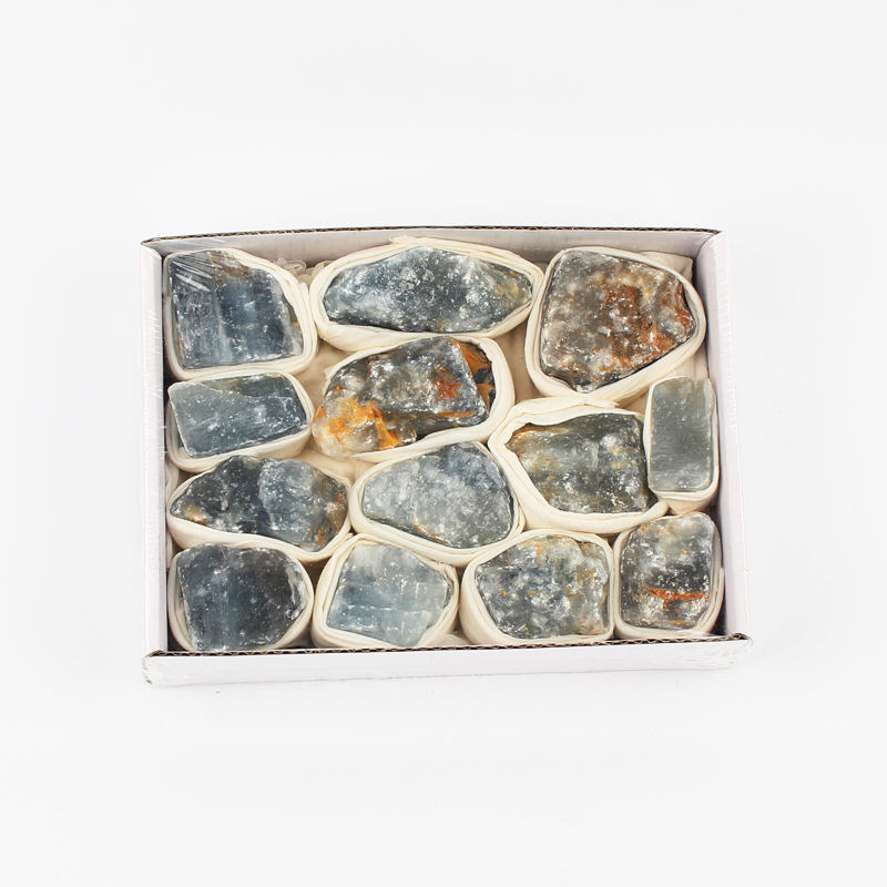 Natural crystal blue barite ore box Energy Healing mineral decorative specimen box scientific exploration baryte