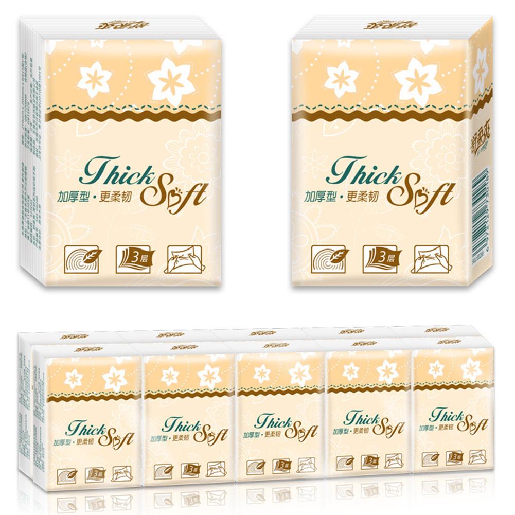 10 Packs Natural No Fragrance Handkerchief Paper Towels 3-layer Thick Wet Water Mini Pocket Pack Facial Tissue Paper Napkins