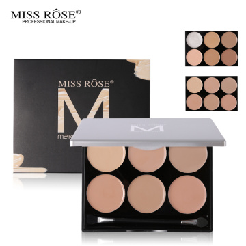 Miss Rose Face Foundation Makeup 6 Color Concealer Palette Base Corrector Contour Kit Highlighter Concealer Cream Long-Lasting