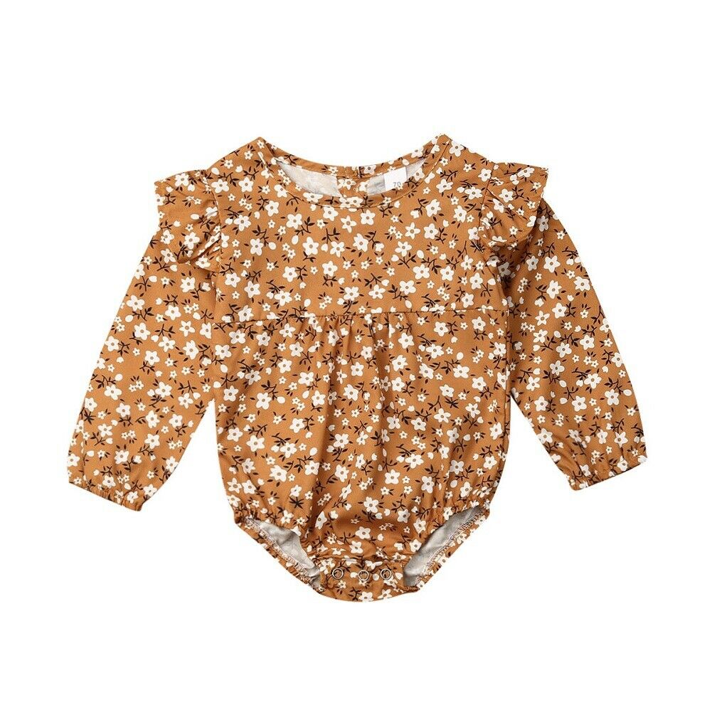 2019 Baby Spring Autumn Clothing Newborn Baby Girls Long Sleeve Ruffle Bodysuits Jumpsuit Floral Outfit Casual Clothes Playsuits