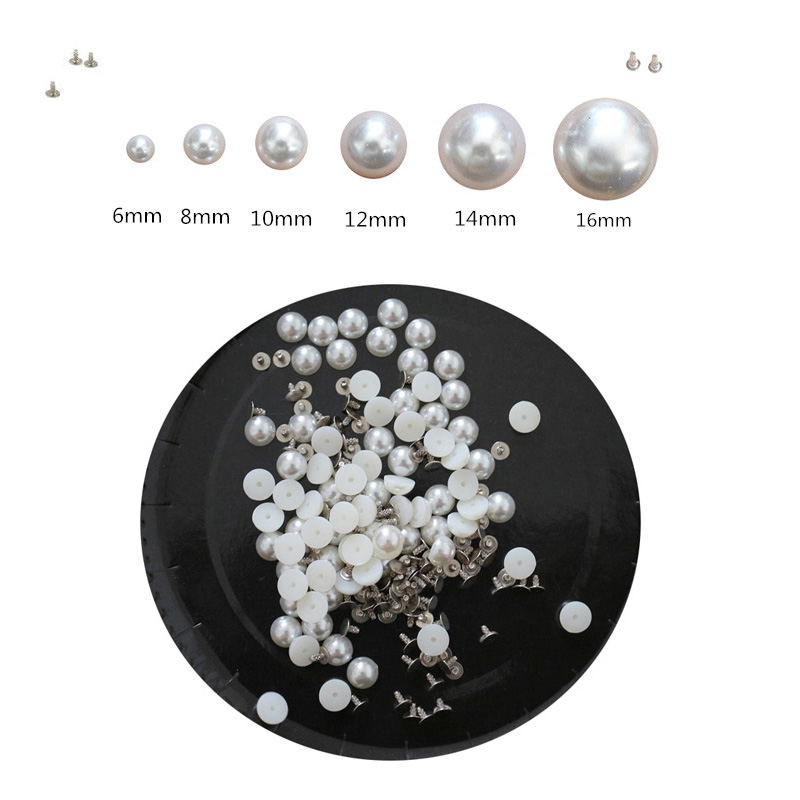 50/100 Sets Semicircle Imitation Pearl Rivets DIY Garment Leather Accessories Flat Back Spikes Wedding Decor Half Round Pearls