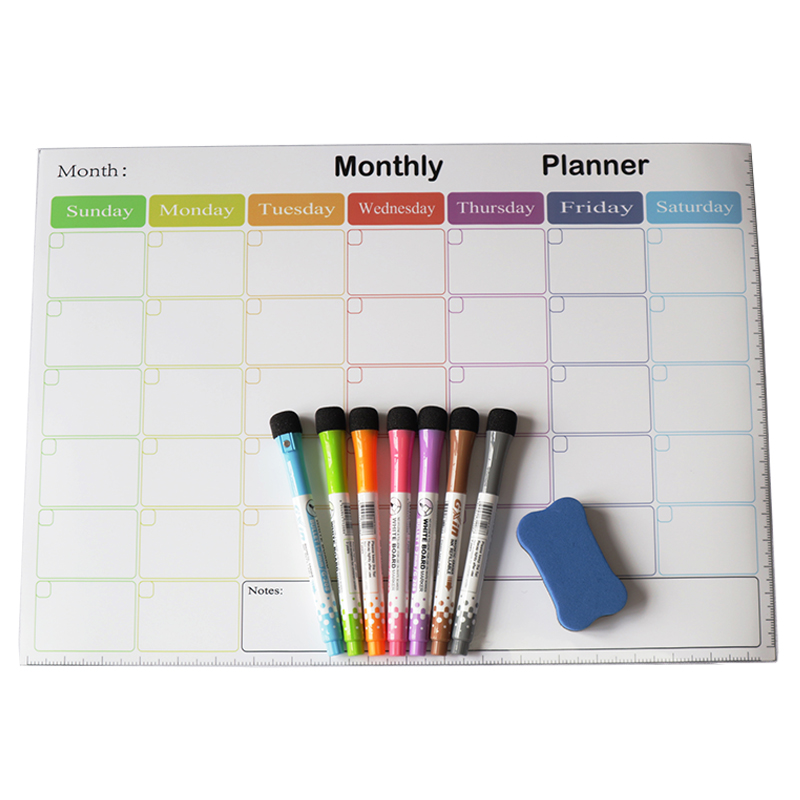 Magnetic Schedule Weekly Monthly Planner Soft Whiteboard Calendar Erase Board Magnet Fridge Stickers Memo Message Drawing Marker