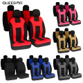 QUEES 2/4/9pcs Car Seat Cover Fabric Car Seat Protective Cover Cushion General Auto Interior Modeling Black Red Car Accessories