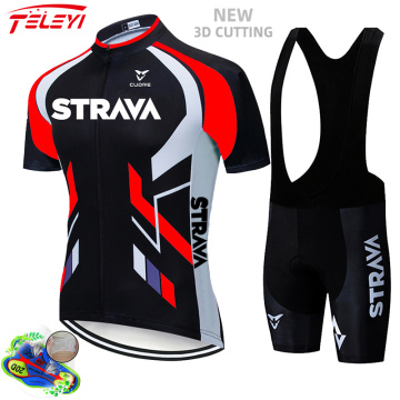 new 2020 red STRAVA Pro Bicycle Team Short Sleeve Maillot Ciclismo Men's Cycling Jersey Summer breathable Cycling Clothing Sets