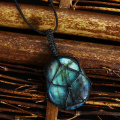 Dragons Heart Labradorite Necklace Natural Stone Pendant Wrap Braid Yoga Macrame Necklaces Men Women Energy Necklace Jewelry