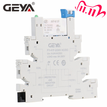 Free Shipping GEYA Slim Relay Module Protection Circuit 6A Relay 12V or 24V Relay Socket 6.2mm thickness Electromagnetic Relay